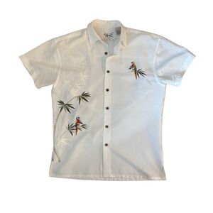 Bamboo Cay Button-Down Shirt with Parrot Embroidery